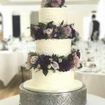 Purple Flower Rustic Wedding Cake