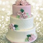 Pink Roses Wedding Cake